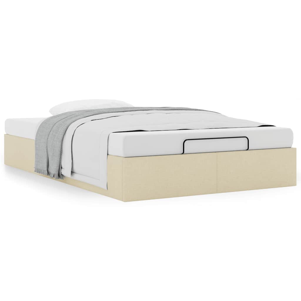 Cadre de lit ottoman sans matelas crème 120x200 cm tissu - XIOS
