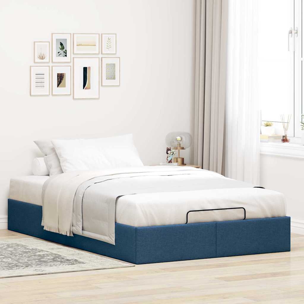 Cadre de lit ottoman sans matelas bleu 120x200 cm tissu - XIOS