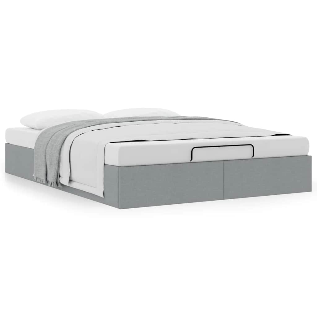 Cadre de lit ottoman sans matelas gris clair 140x190 cm tissu - XIOS