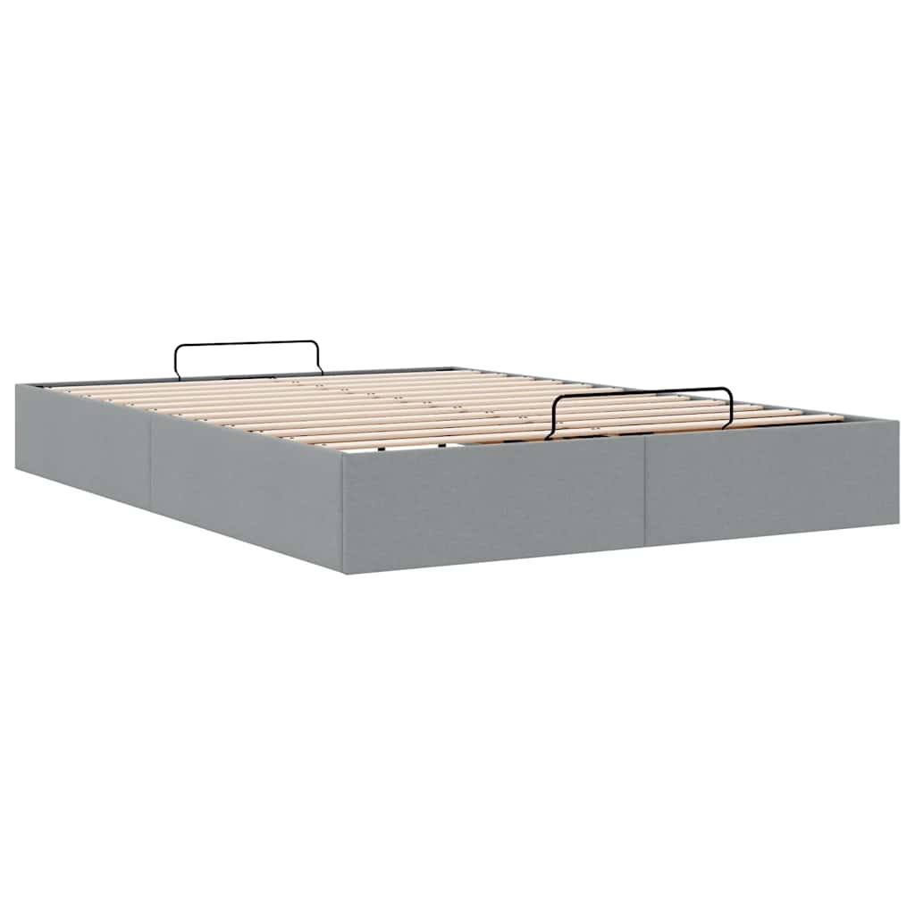 Cadre de lit ottoman sans matelas gris clair 140x190 cm tissu - XIOS