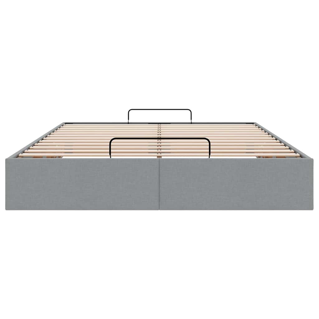 Cadre de lit ottoman sans matelas gris clair 140x190 cm tissu - XIOS