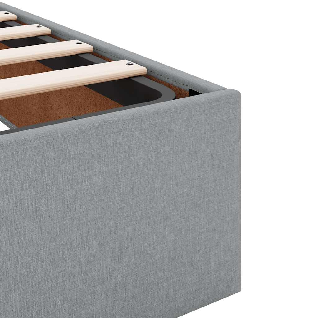 Cadre de lit ottoman sans matelas gris clair 140x190 cm tissu - XIOS