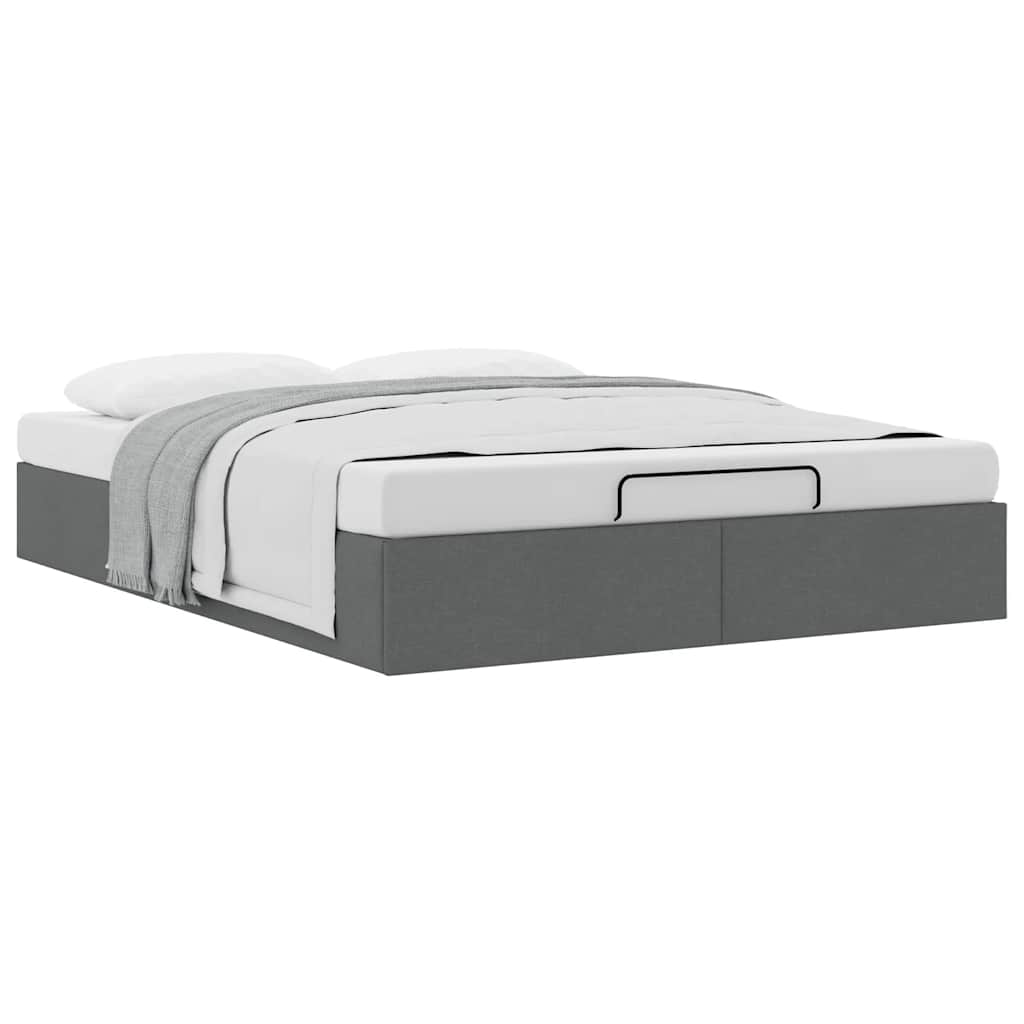 Cadre de lit ottoman sans matelas gris foncé 140x190 cm tissu - XIOS