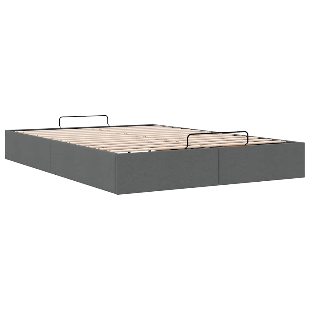 Cadre de lit ottoman sans matelas gris foncé 140x190 cm tissu - XIOS