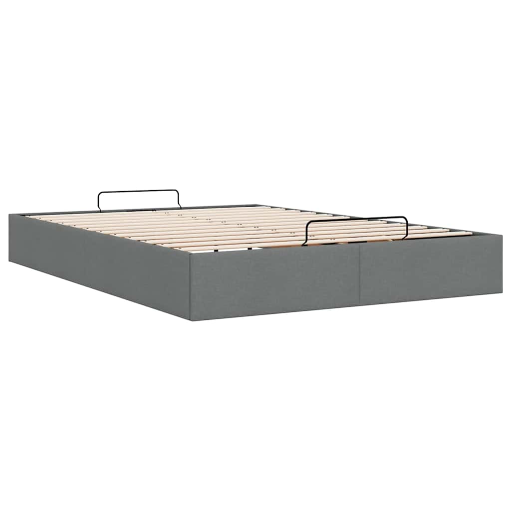 Cadre de lit ottoman sans matelas gris foncé 140x190 cm tissu - XIOS