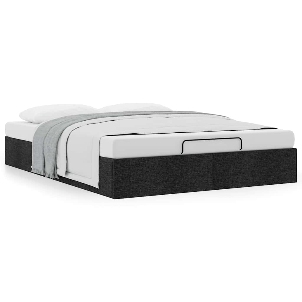 Cadre de lit ottoman sans matelas noir 140x190 cm tissu - XIOS