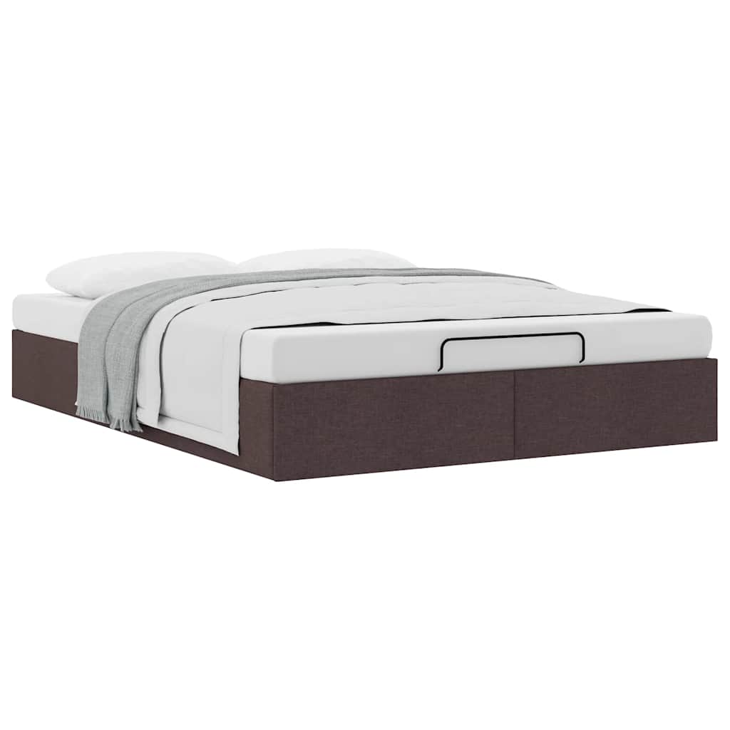 Cadre de lit ottoman sans matelas marron foncé 140x190 cm tissu - XIOS