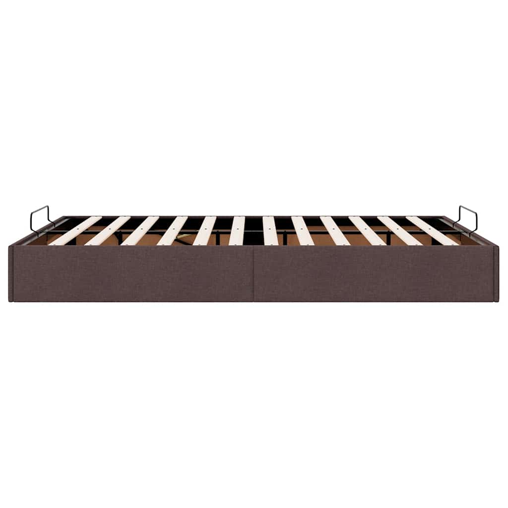 Cadre de lit ottoman sans matelas marron foncé 140x190 cm tissu - XIOS