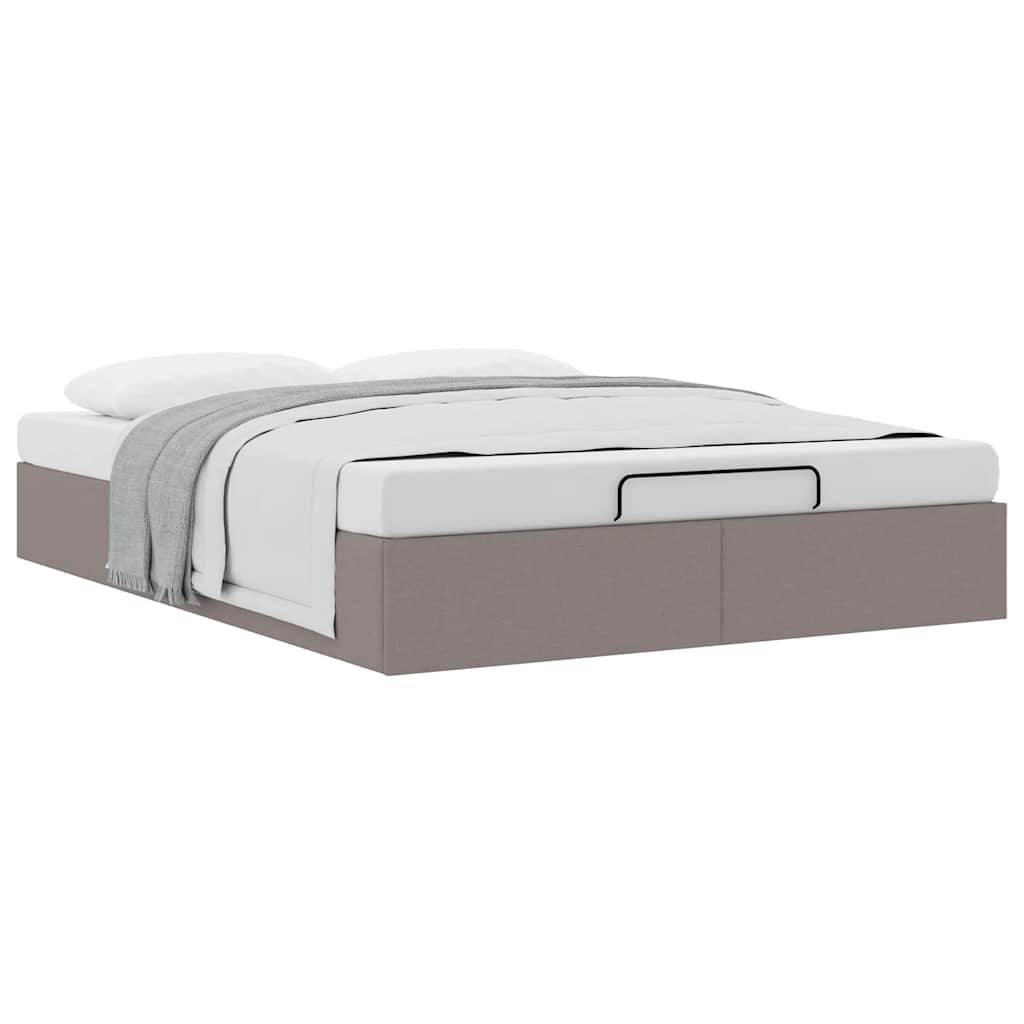Cadre de lit ottoman sans matelas taupe 140x190 cm tissu - XIOS