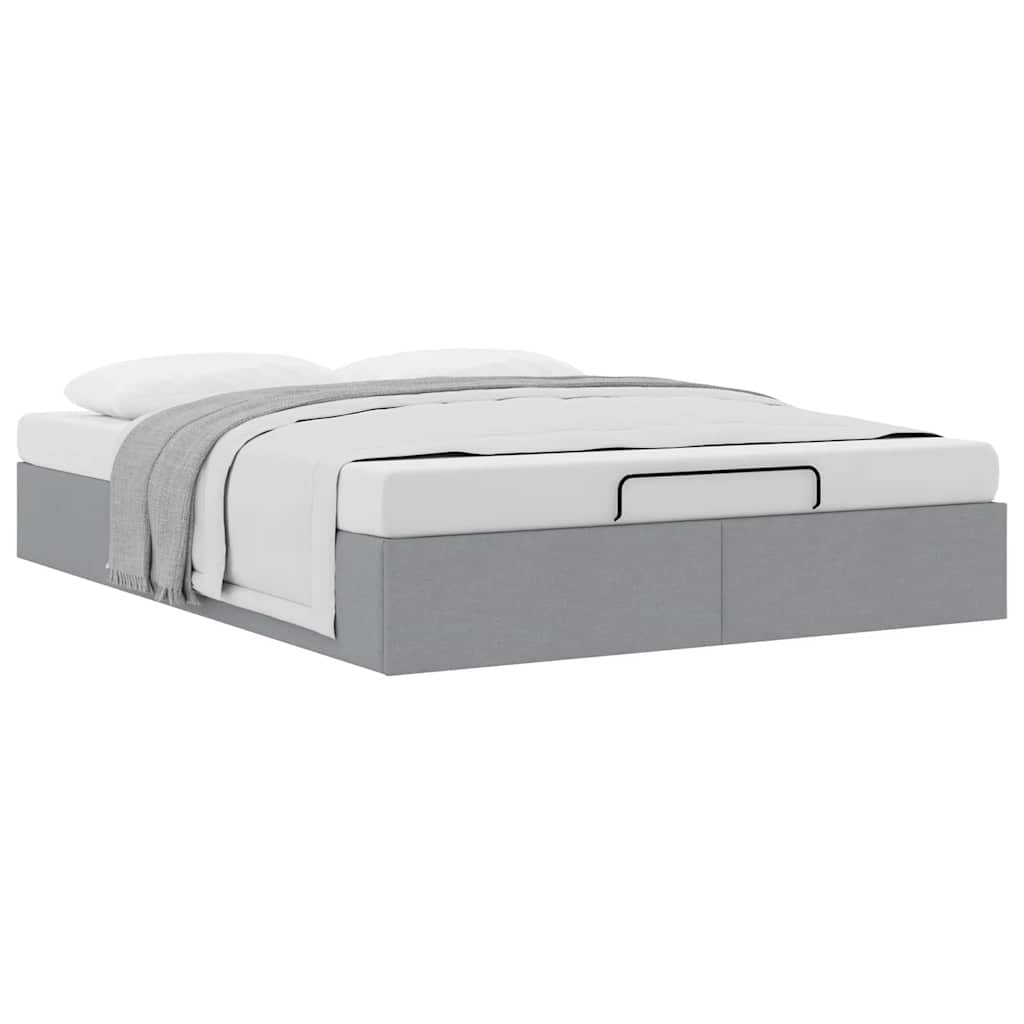 Cadre de lit ottoman sans matelas gris clair 140x200 cm tissu - XIOS