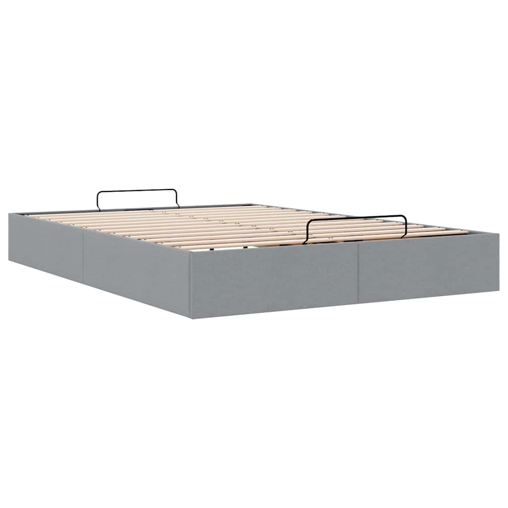 Cadre de lit ottoman sans matelas gris clair 140x200 cm tissu - XIOS