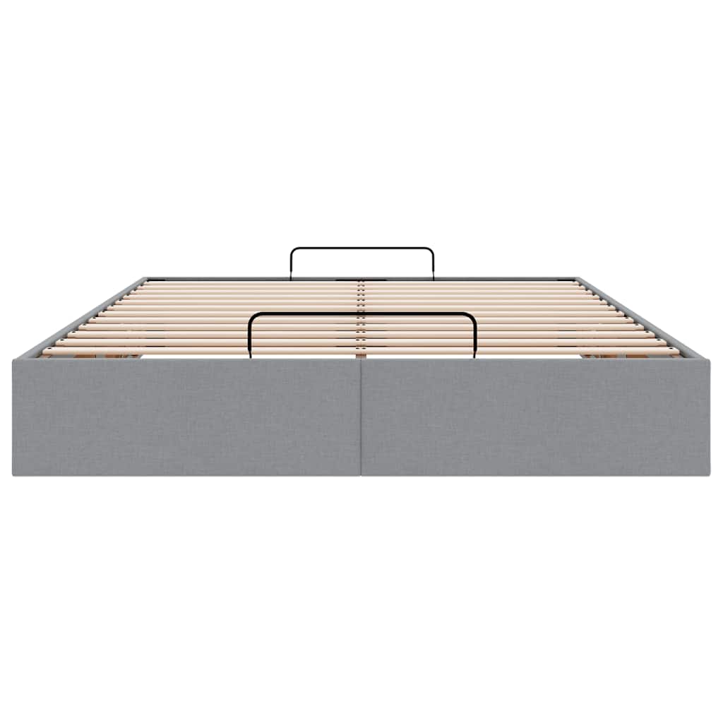 Cadre de lit ottoman sans matelas gris clair 140x200 cm tissu - XIOS