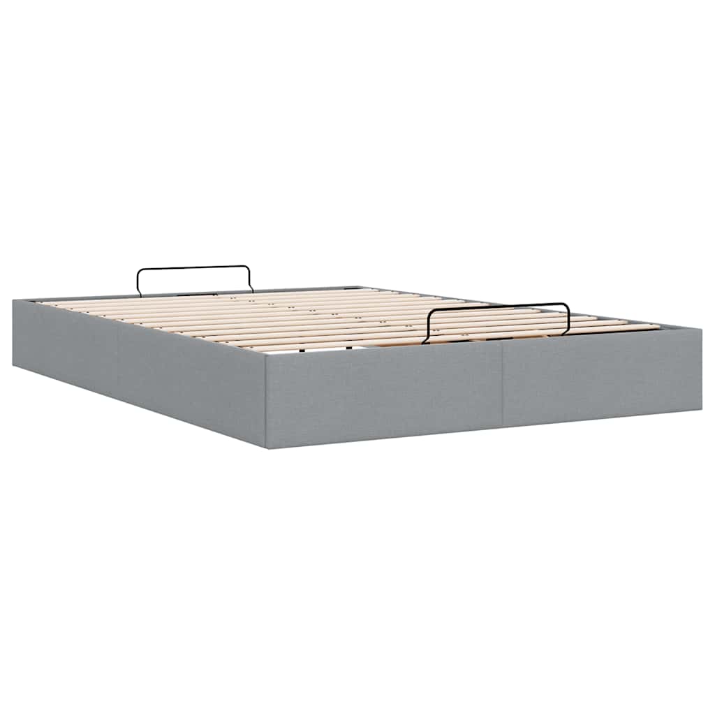Cadre de lit ottoman sans matelas gris clair 140x200 cm tissu - XIOS