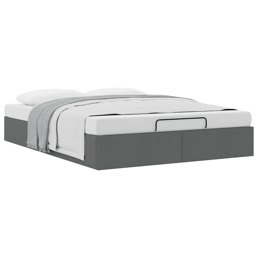 Cadre de lit ottoman sans matelas gris foncé 140x200 cm tissu - XIOS