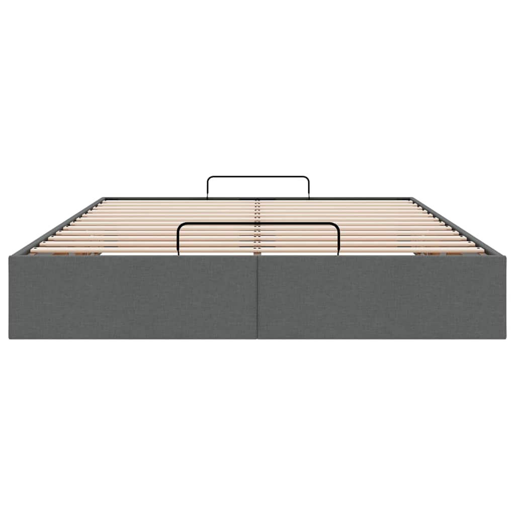 Cadre de lit ottoman sans matelas gris foncé 140x200 cm tissu - XIOS