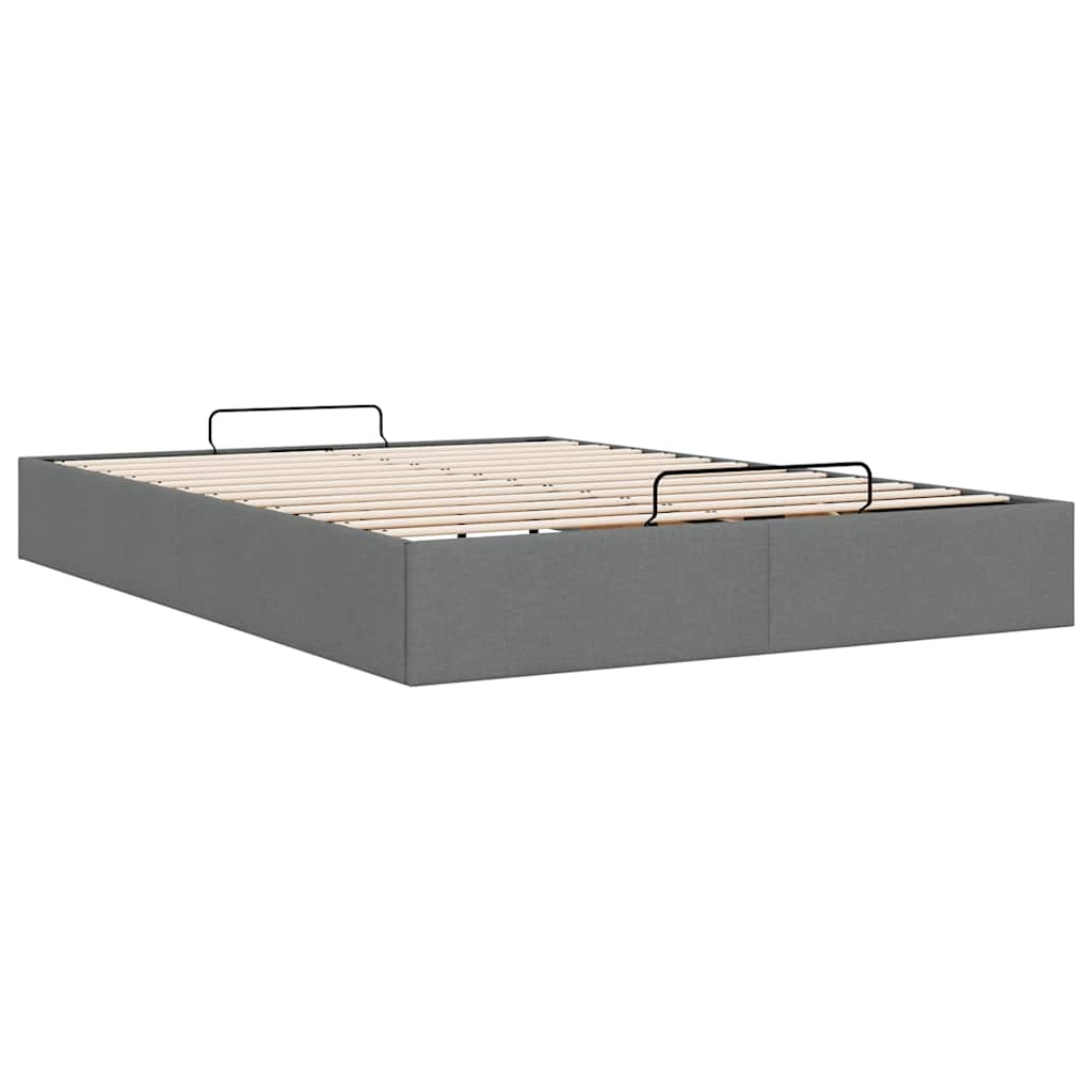 Cadre de lit ottoman sans matelas gris foncé 140x200 cm tissu - XIOS