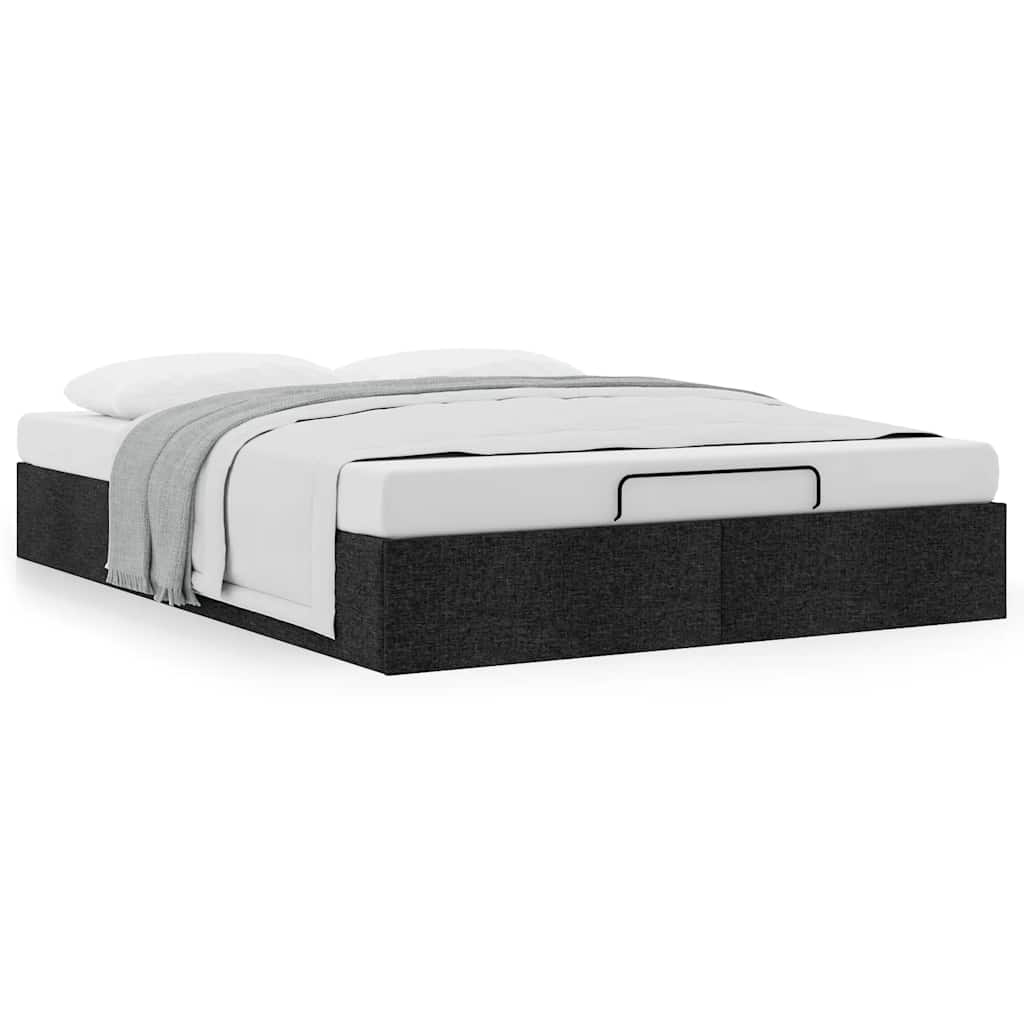 Cadre de lit ottoman sans matelas noir 140x200 cm tissu - XIOS