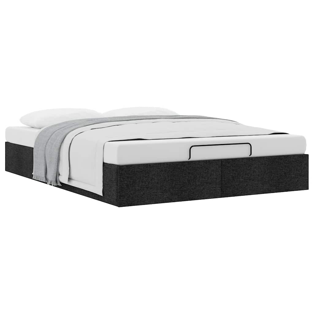 Cadre de lit ottoman sans matelas noir 140x200 cm tissu - XIOS