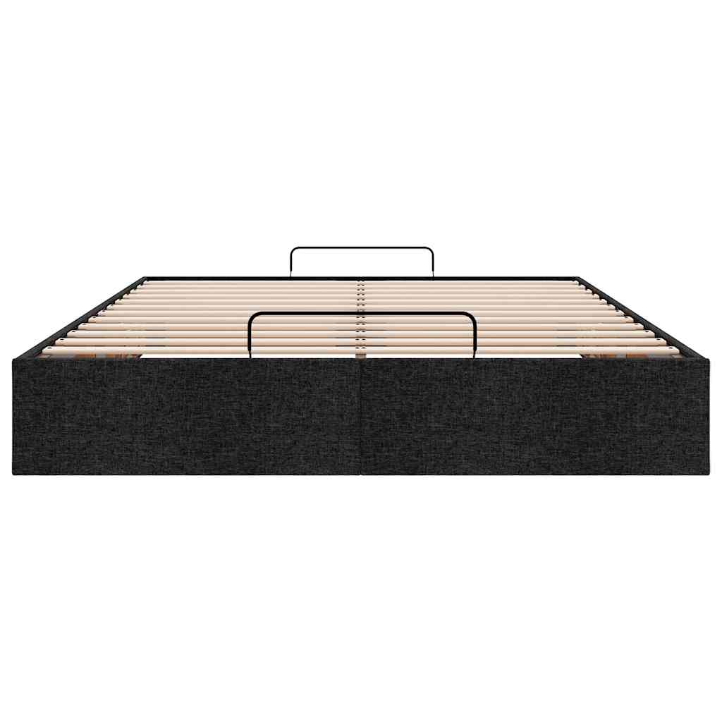 Cadre de lit ottoman sans matelas noir 140x200 cm tissu - XIOS