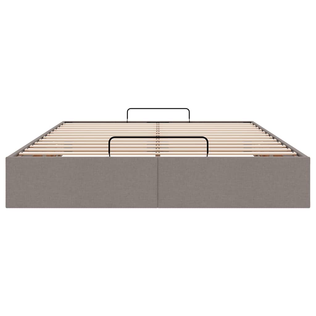 Cadre de lit ottoman sans matelas taupe 140x200 cm tissu - XIOS