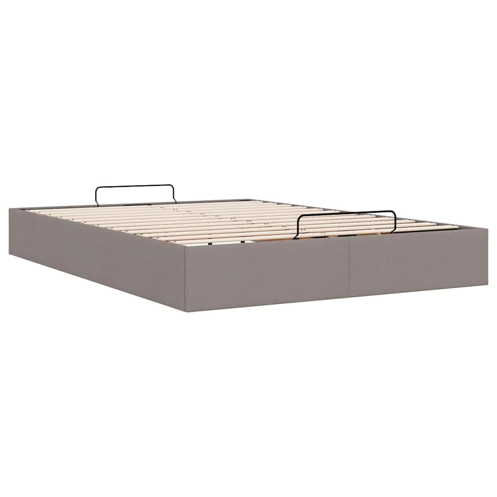 Cadre de lit ottoman sans matelas taupe 140x200 cm tissu - XIOS