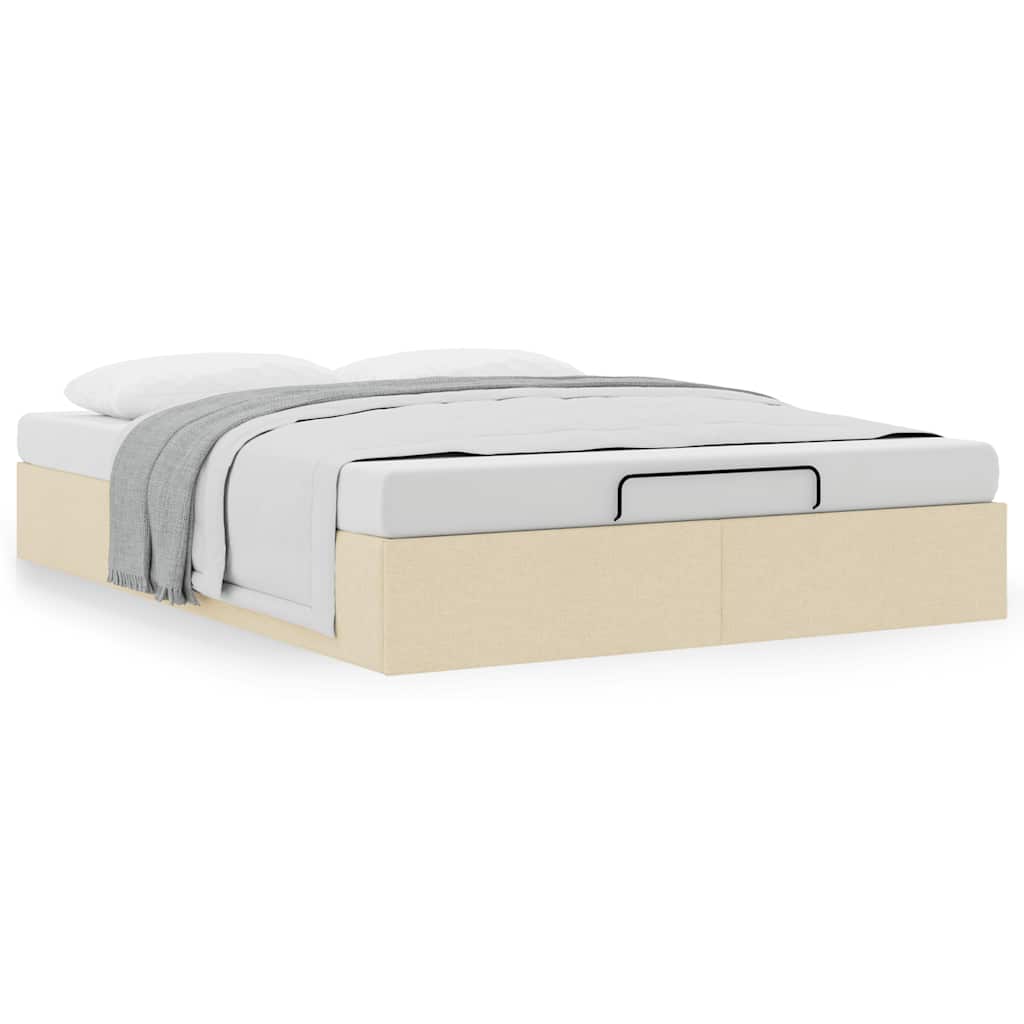 Cadre de lit ottoman sans matelas crème 140x200 cm tissu - XIOS