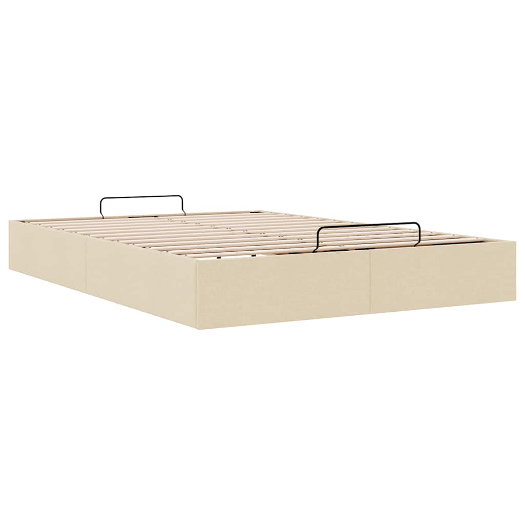 Cadre de lit ottoman sans matelas crème 140x200 cm tissu - XIOS