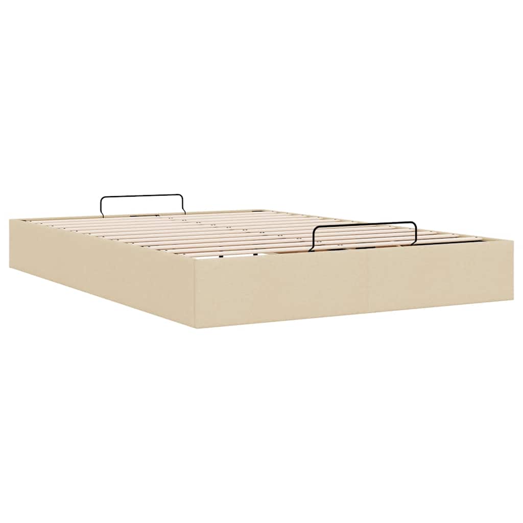 Cadre de lit ottoman sans matelas crème 140x200 cm tissu - XIOS