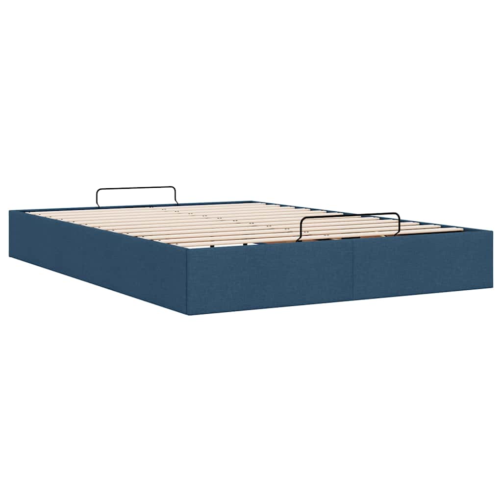Cadre de lit ottoman sans matelas bleu 140x200 cm tissu - XIOS