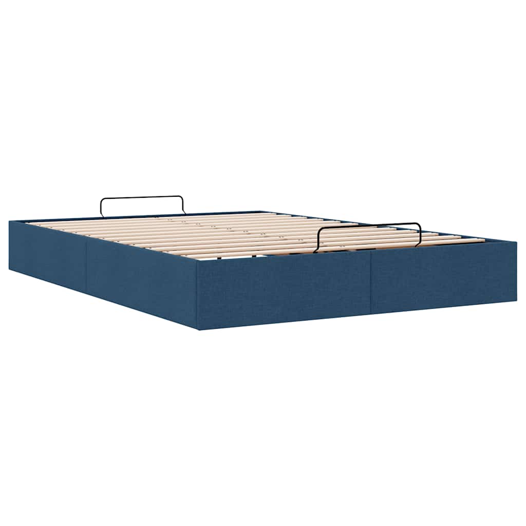 Cadre de lit ottoman sans matelas bleu 140x200 cm tissu - XIOS