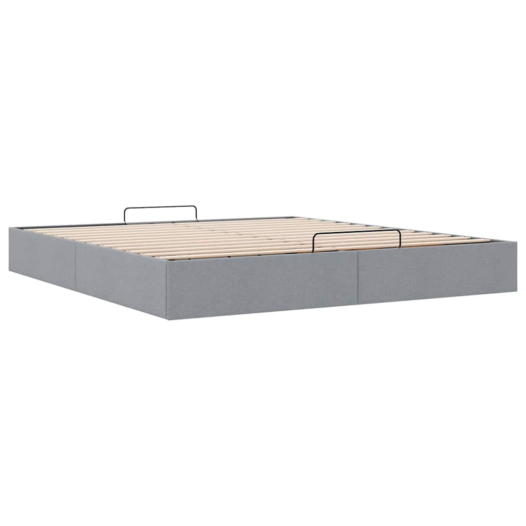 Cadre de lit ottoman sans matelas gris clair 160x200 cm tissu - XIOS