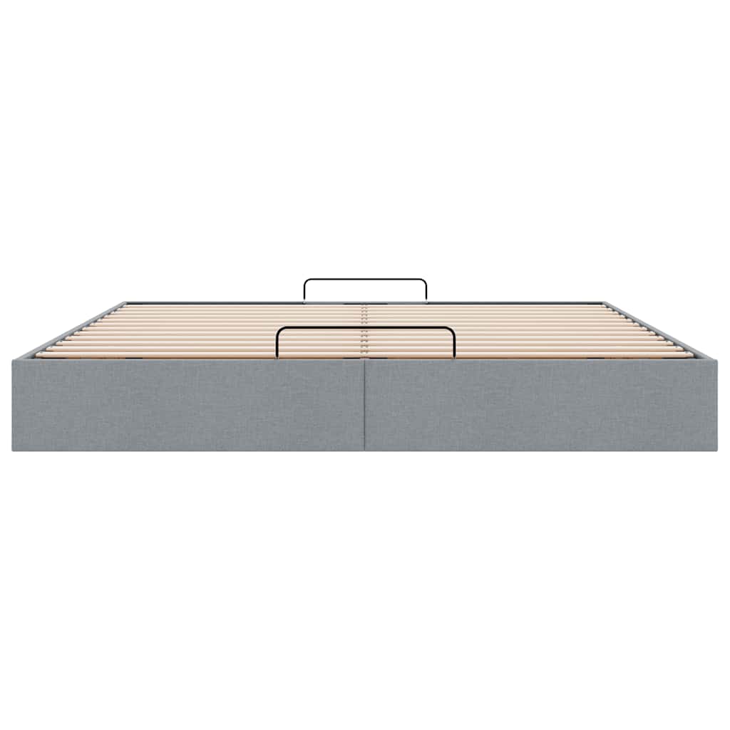 Cadre de lit ottoman sans matelas gris clair 160x200 cm tissu - XIOS