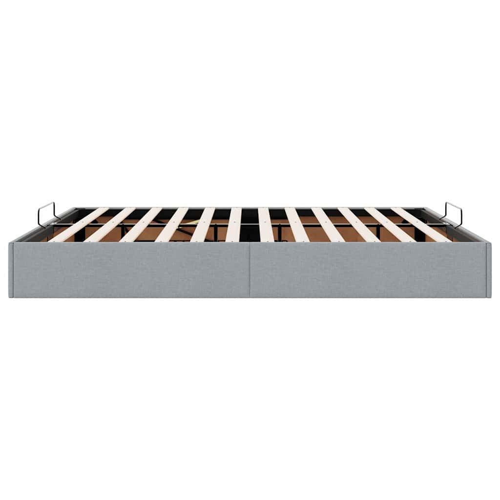 Cadre de lit ottoman sans matelas gris clair 160x200 cm tissu - XIOS