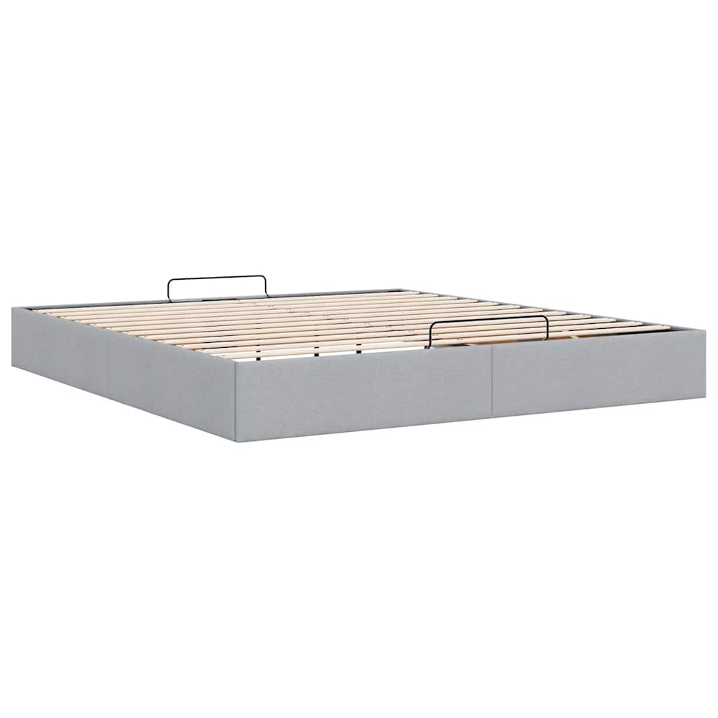 Cadre de lit ottoman sans matelas gris clair 160x200 cm tissu - XIOS