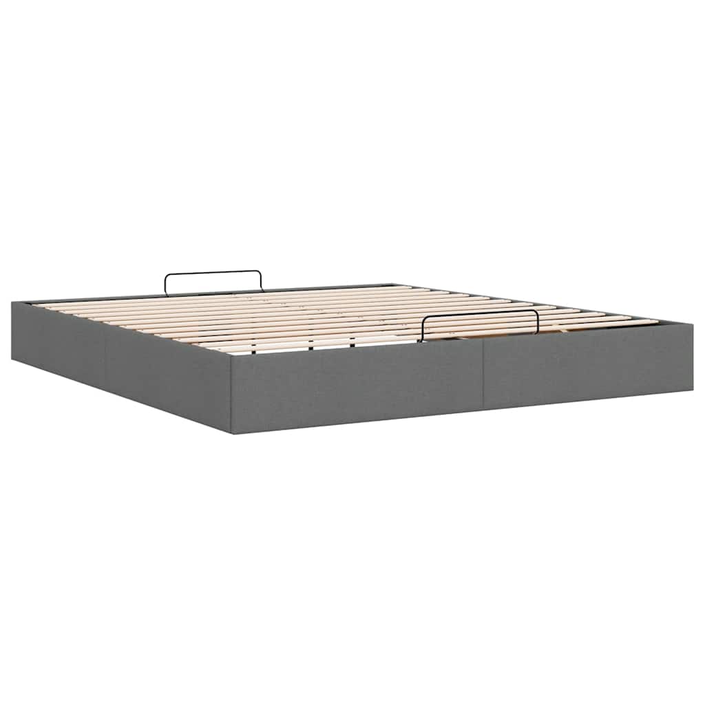 Cadre de lit ottoman sans matelas gris foncé 160x200 cm tissu - XIOS