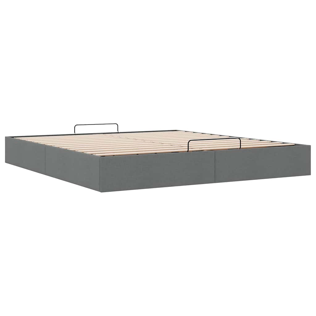Cadre de lit ottoman sans matelas gris foncé 160x200 cm tissu - XIOS