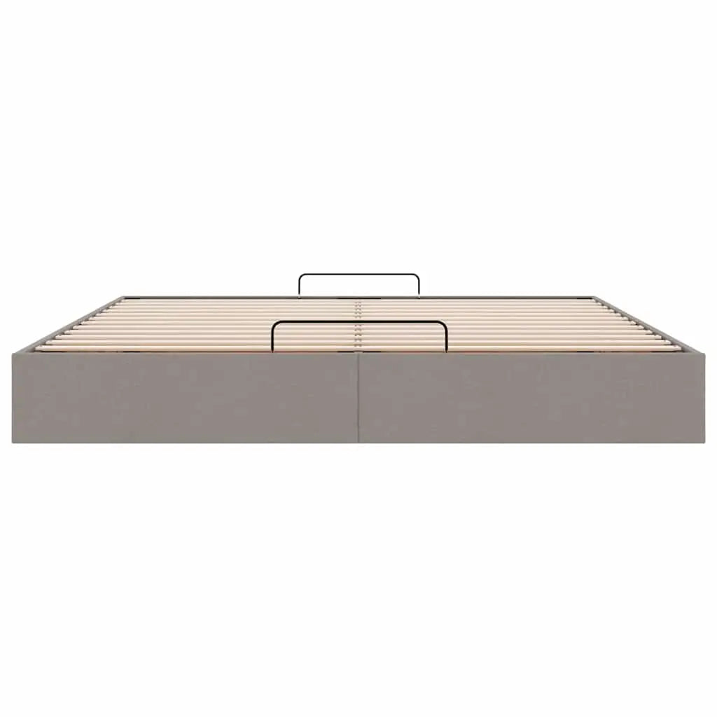 Cadre de lit ottoman sans matelas taupe 160x200 cm tissu - XIOS