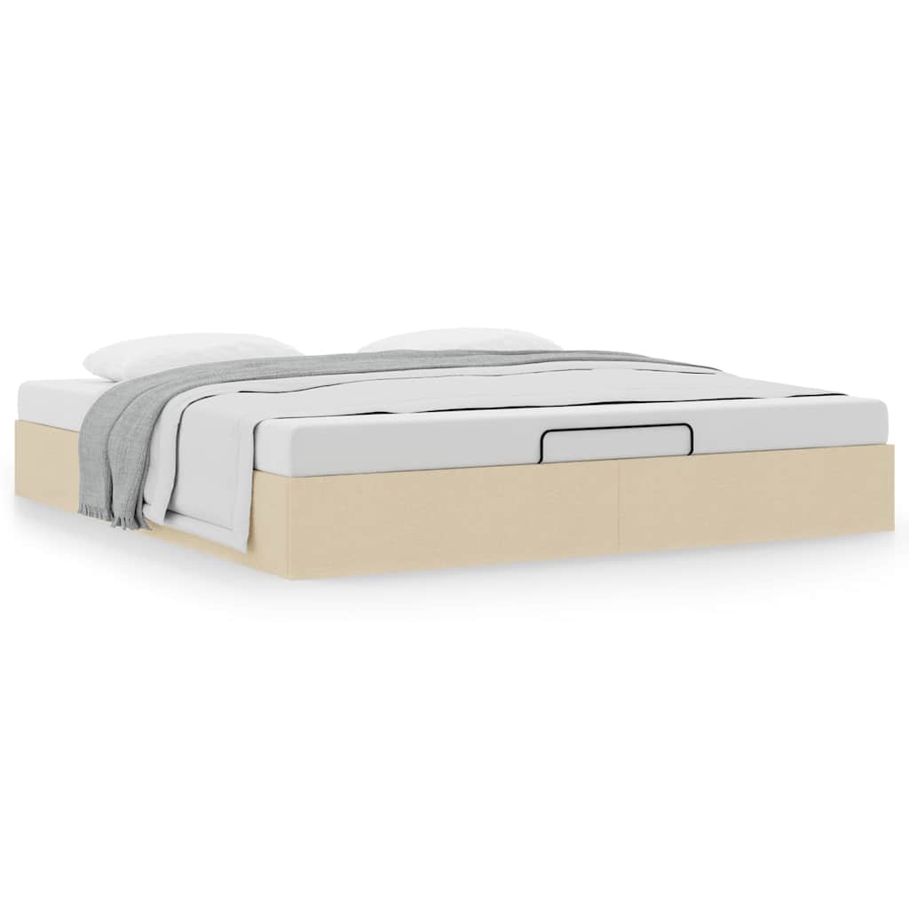 Cadre de lit ottoman sans matelas crème 160x200 cm tissu - XIOS