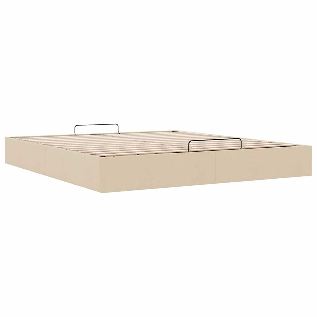Cadre de lit ottoman sans matelas crème 160x200 cm tissu - XIOS