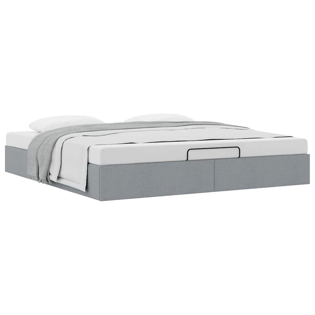 Cadre de lit ottoman sans matelas gris clair 180x200 cm tissu - XIOS