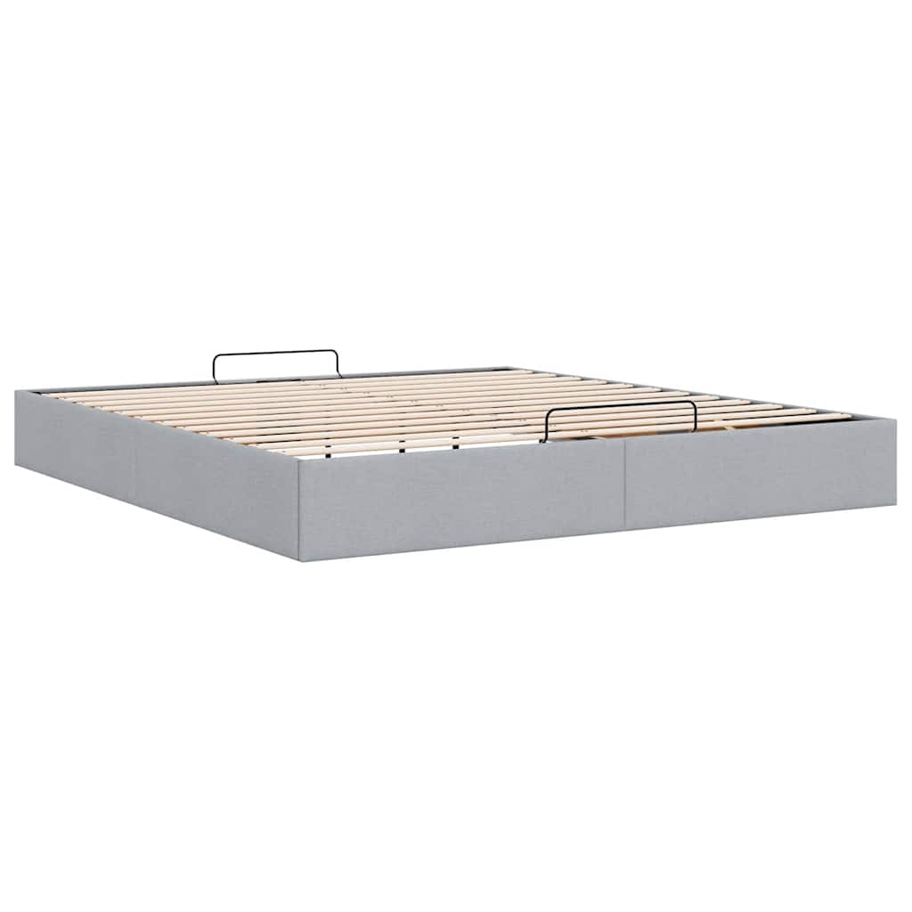 Cadre de lit ottoman sans matelas gris clair 180x200 cm tissu - XIOS