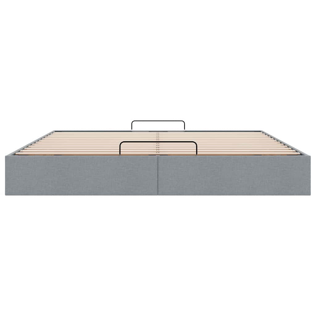 Cadre de lit ottoman sans matelas gris clair 180x200 cm tissu - XIOS
