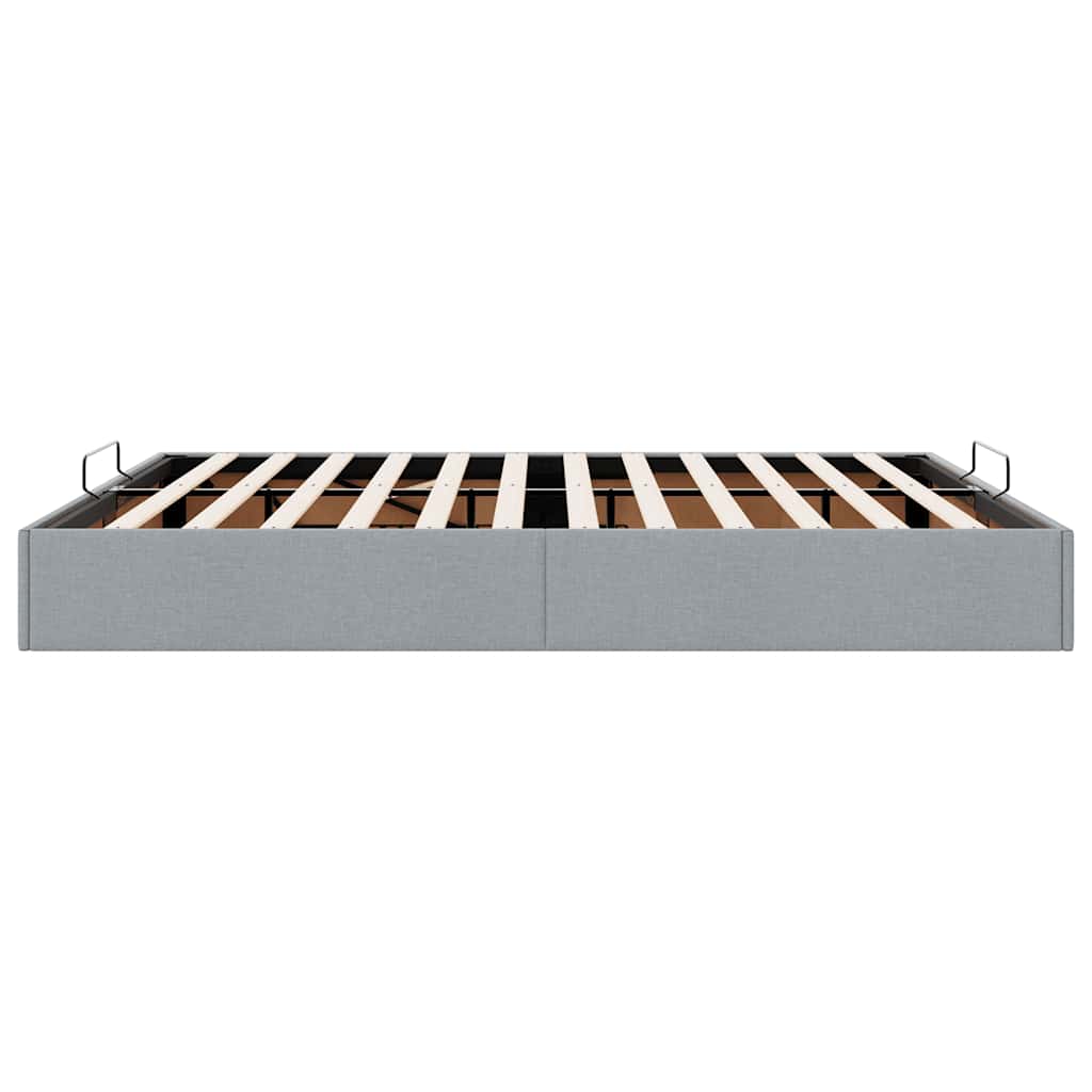 Cadre de lit ottoman sans matelas gris clair 180x200 cm tissu - XIOS