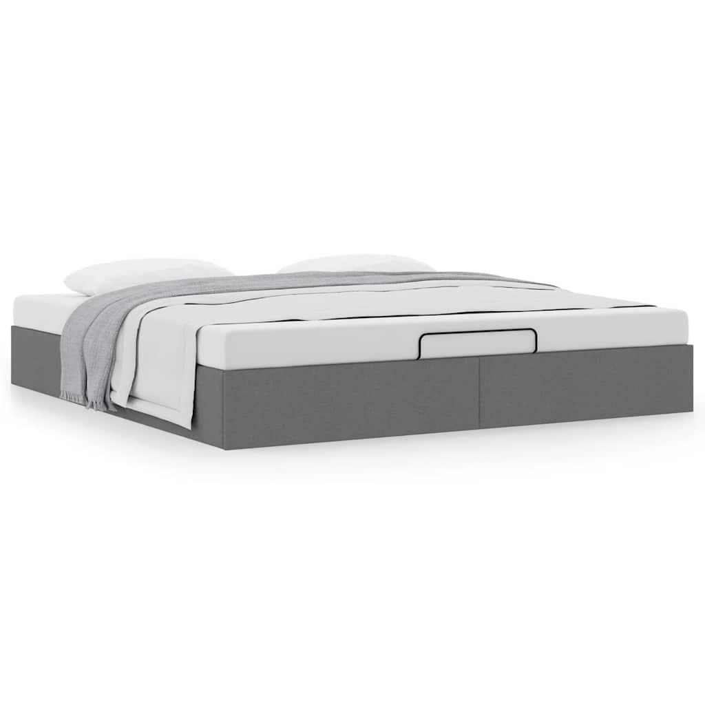 Cadre de lit ottoman sans matelas gris foncé 180x200 cm tissu - XIOS