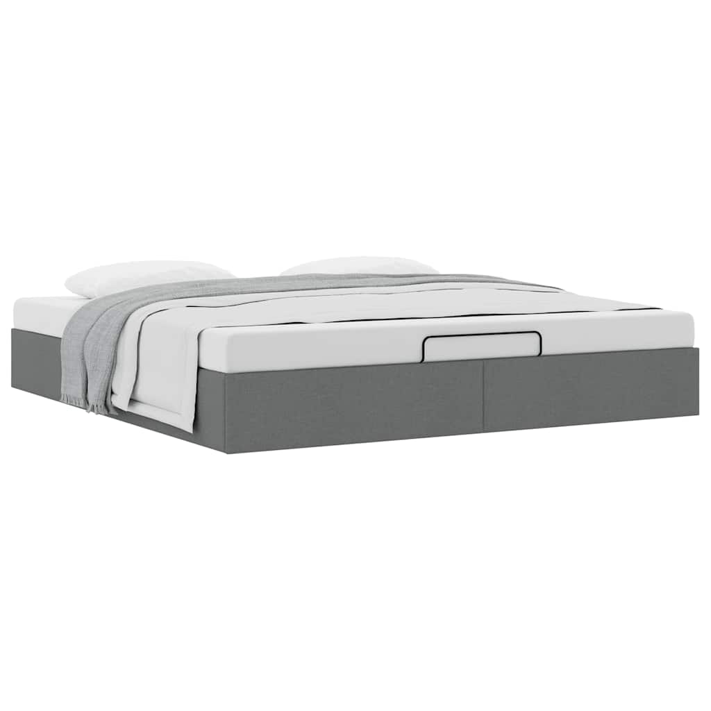 Cadre de lit ottoman sans matelas gris foncé 180x200 cm tissu - XIOS