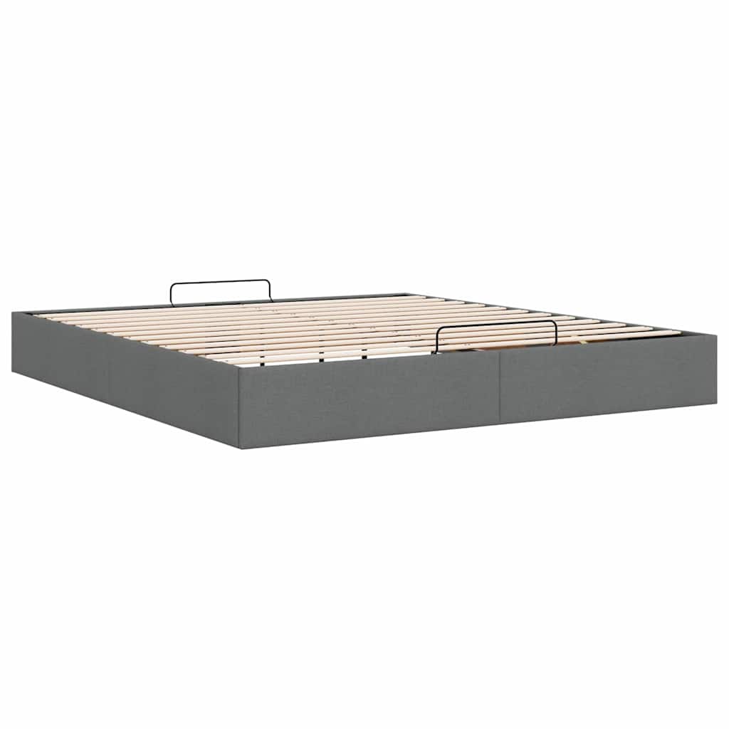 Cadre de lit ottoman sans matelas gris foncé 180x200 cm tissu - XIOS