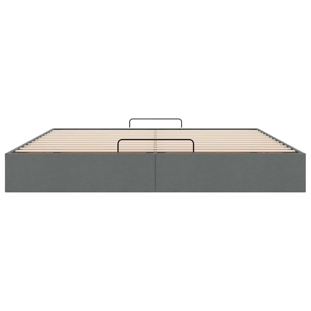 Cadre de lit ottoman sans matelas gris foncé 180x200 cm tissu - XIOS