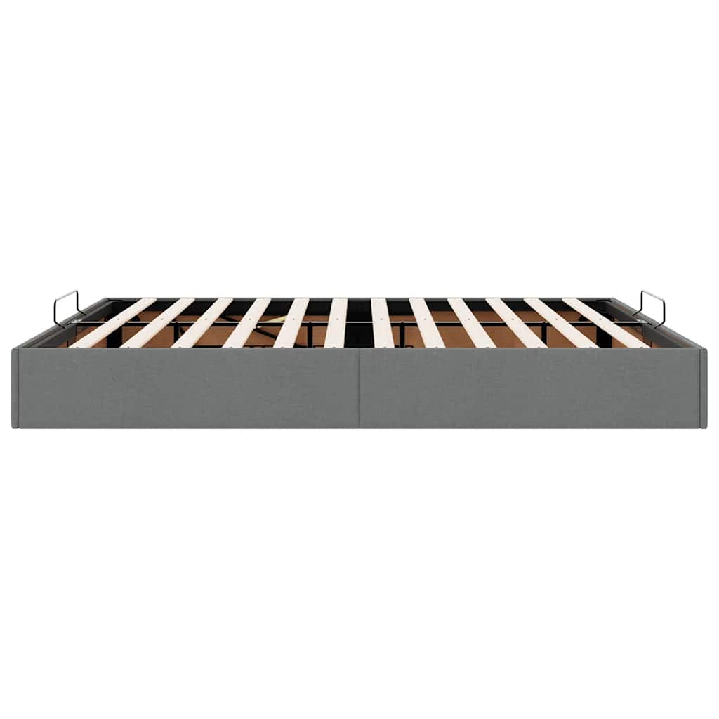 Cadre de lit ottoman sans matelas gris foncé 180x200 cm tissu - XIOS