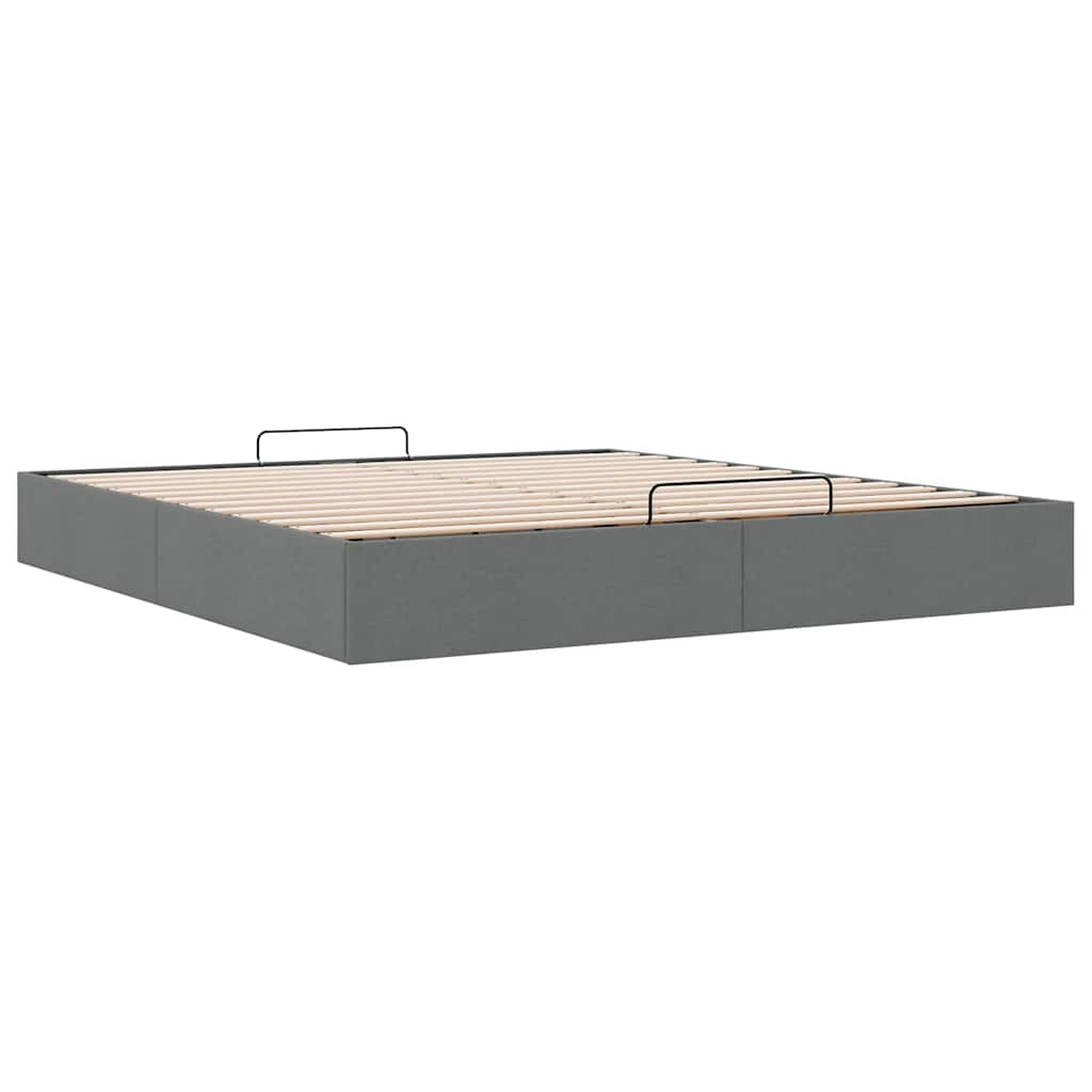Cadre de lit ottoman sans matelas gris foncé 180x200 cm tissu - XIOS