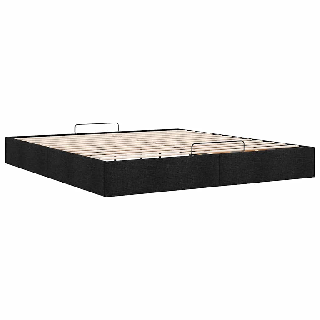Cadre de lit ottoman sans matelas noir 180x200 cm tissu - XIOS